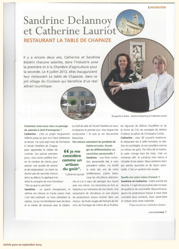 Interview de Sandrine Delannoy et Catherine Lauriot dans Complémenterre